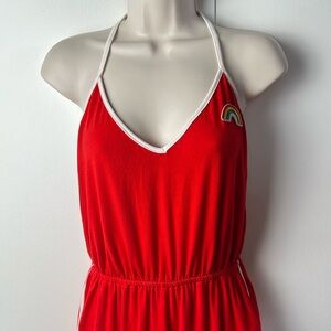 🌈 80s Inspired Ringer Romper with Halter neck, Rainbow Patch Forever 21